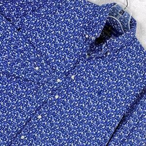 Ralph Lauren Classic Fit Shirt Men M Blue White Floral AOP Preppy Classic